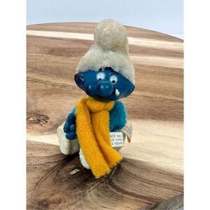VINTAGE SMURFS Clip On Clasping Hands Plush Toys Pencil Hugger